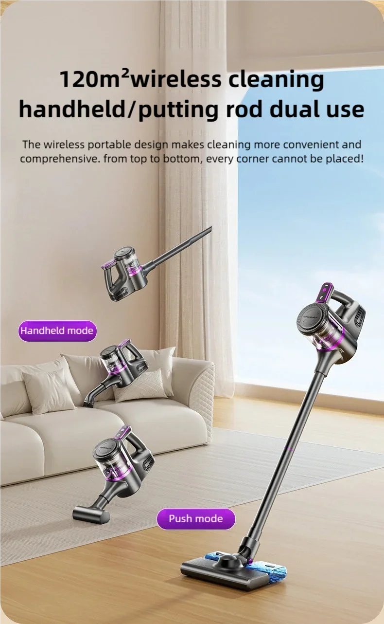 TINSOL 35000PA Wireless Vacuum Cleaner Home Vacuum Cleaner with Vacuuming and Mopping Integrated Handheld Smart Appliance
