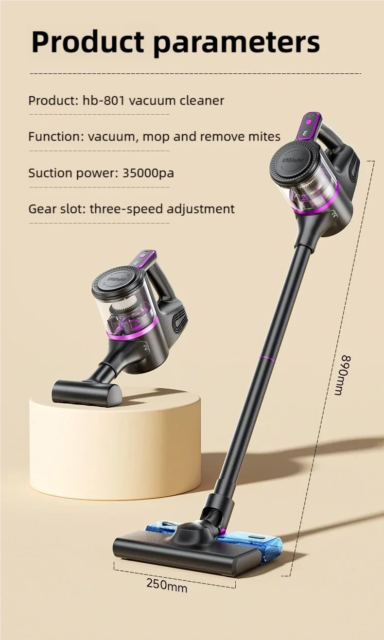 TINSOL 35000PA Wireless Vacuum Cleaner Home Vacuum Cleaner with Vacuuming and Mopping Integrated Handheld Smart Appliance