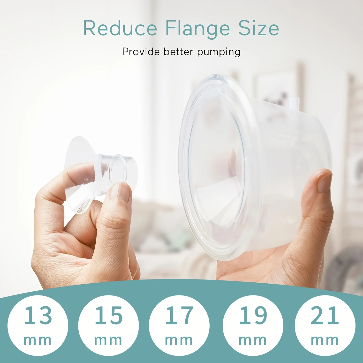 Flange Sizing Kit with 5PCS Flange Inserts 13/15/17/19/21mm for 24mm Flange of Most Pumps Breastfeeding Essential Pumping Kit