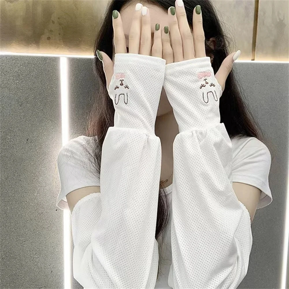 Summer Ice Silk Sun Protection Sleeves Outdoor Driving UV Protection Rabbit Ice Sleeves Women's Loose Arm Protection Sleeves