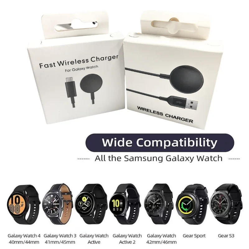 Magnetic Wireless Charger for Samsung Galaxy Watch 8/7/6Classic/5/5 Pro/4/3/Active2 USB-A/C Smart Watch Charging Cable Dock