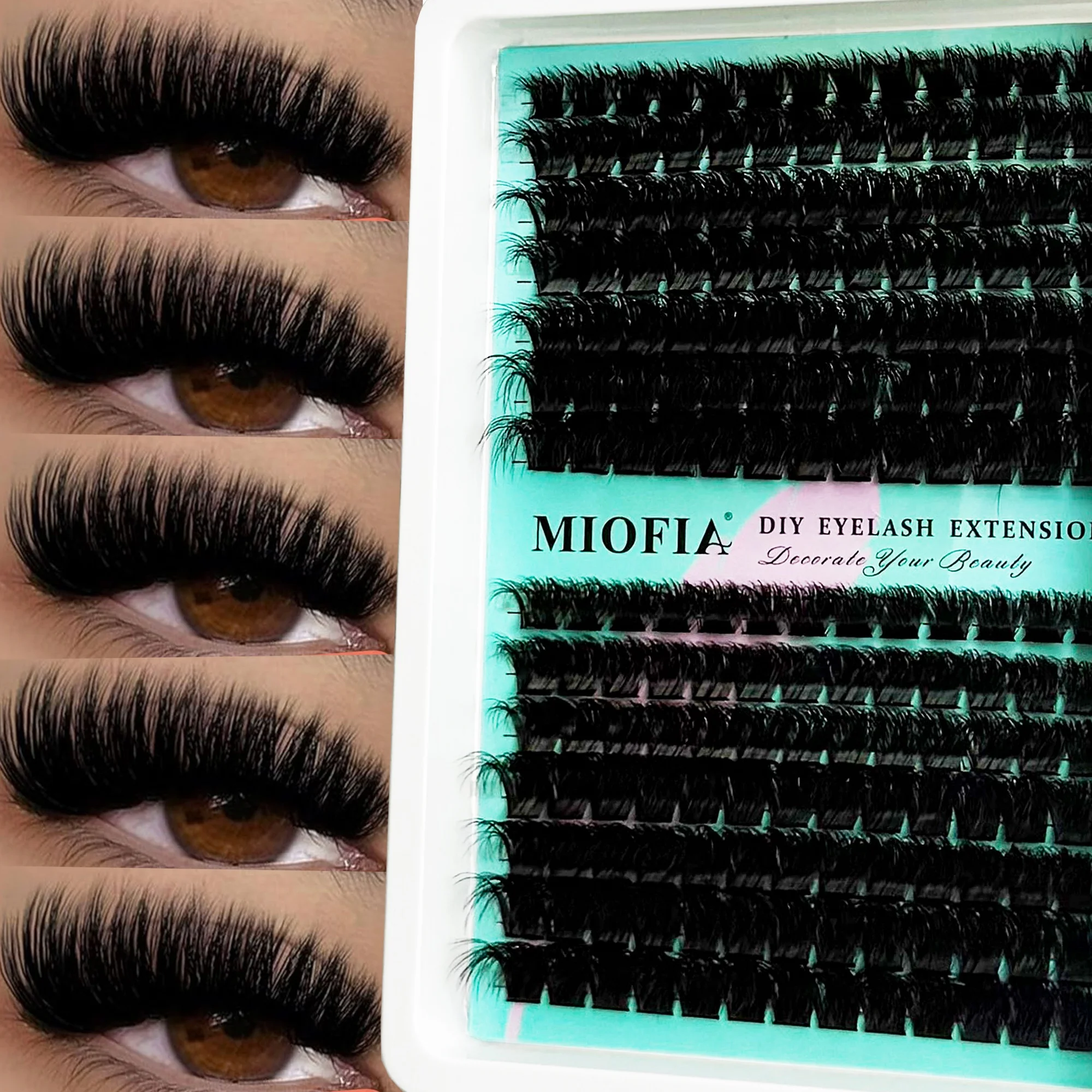 MIOFIA Eyelash Clusters 150D 100D 80D 50D Thick Lashes Mixed Length Tray Natural DIY Eyelash Extension 3D Faux Mink Lash Makeup