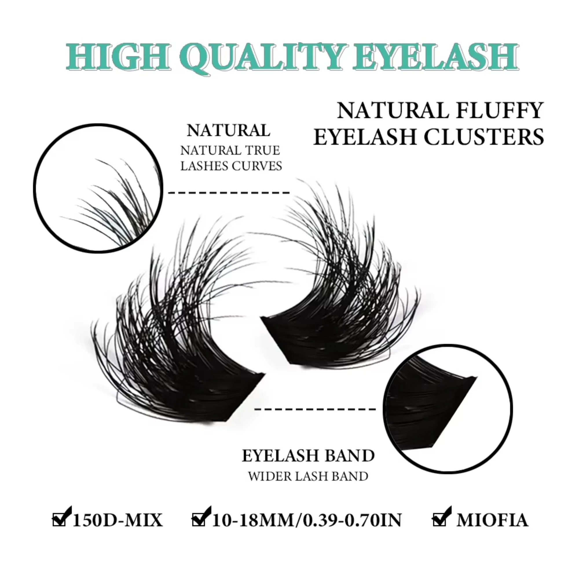 MIOFIA Eyelash Clusters 150D 100D 80D 50D Thick Lashes Mixed Length Tray Natural DIY Eyelash Extension 3D Faux Mink Lash Makeup