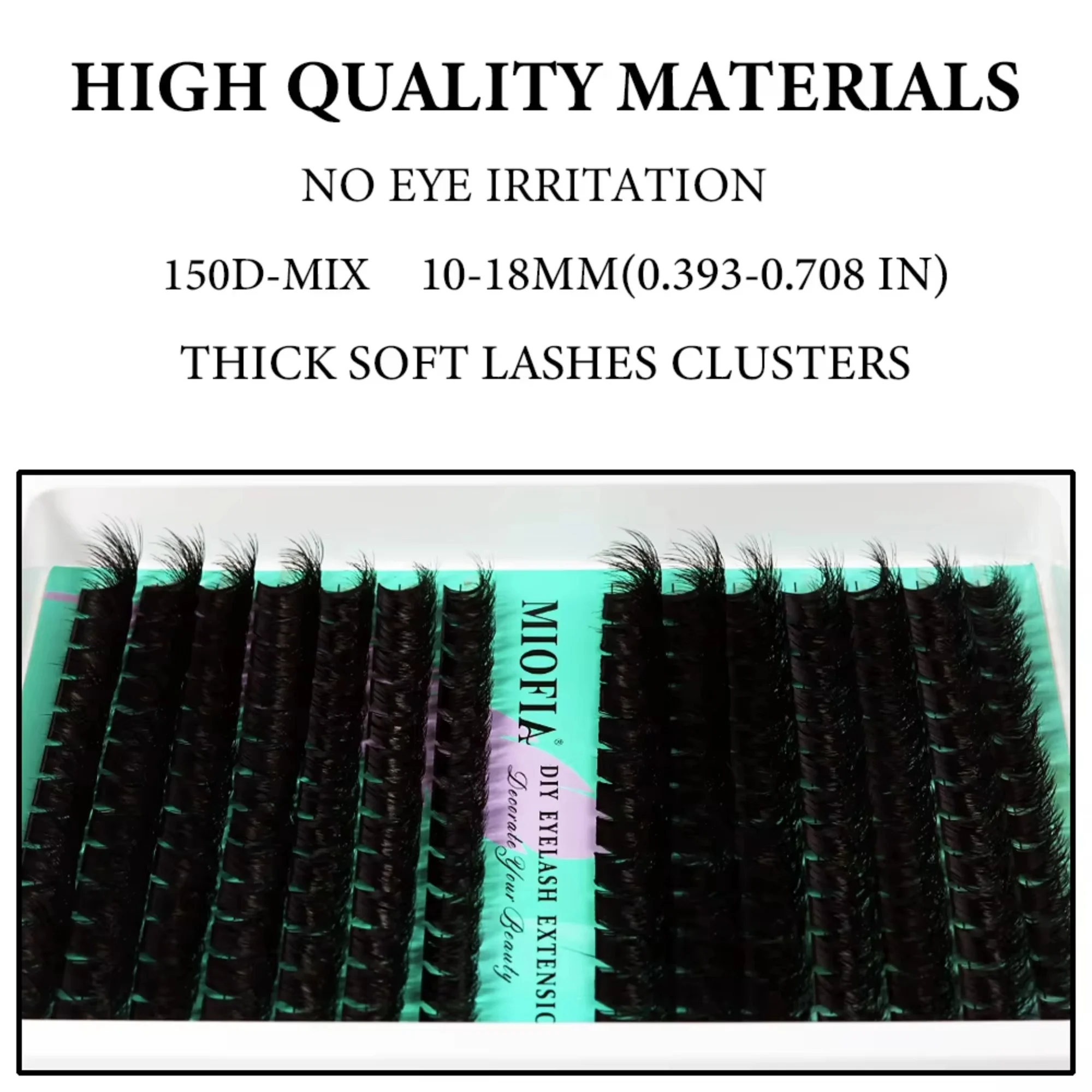 MIOFIA Eyelash Clusters 150D 100D 80D 50D Thick Lashes Mixed Length Tray Natural DIY Eyelash Extension 3D Faux Mink Lash Makeup