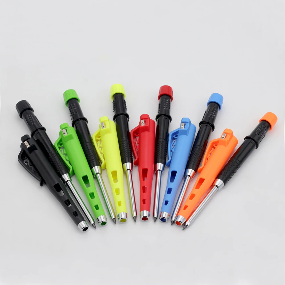 New Creative 55mm Long Head Carpenters Pencil Set With 50Lead Refills, 2.8mm Woodworking Marking Pen Architect Drawing Tool
