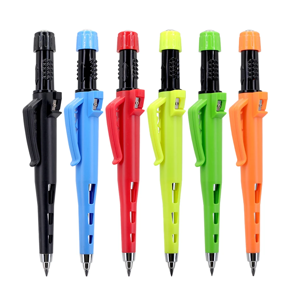 New Creative 55mm Long Head Carpenters Pencil Set With 50Lead Refills, 2.8mm Woodworking Marking Pen Architect Drawing Tool