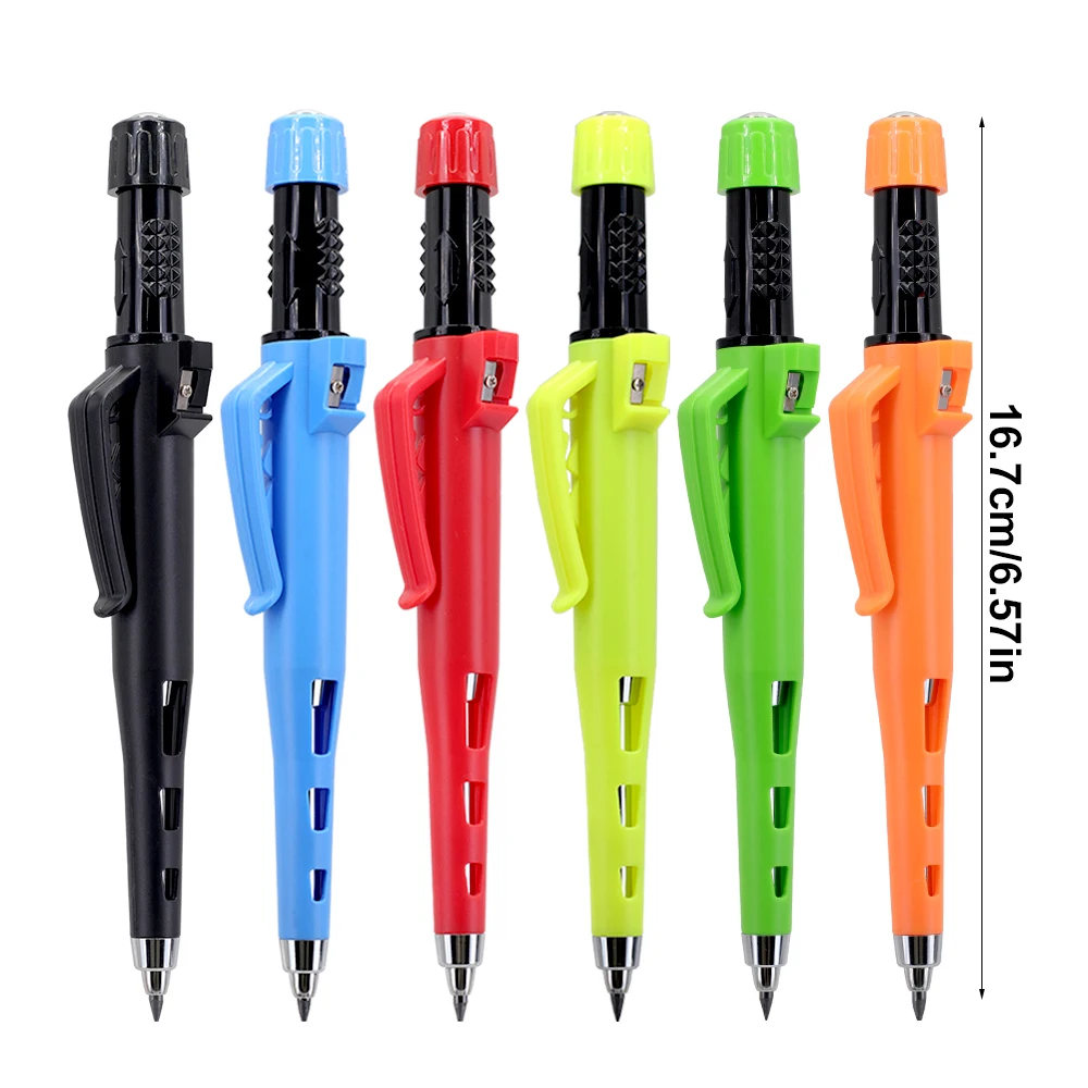 New Creative 55mm Long Head Carpenters Pencil Set With 50Lead Refills, 2.8mm Woodworking Marking Pen Architect Drawing Tool