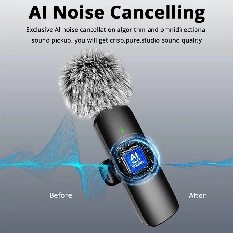 Wireless Lavalier Lapel Microphone for iPhone, iPad, Mini Video Recording Mic for Interview Video Podcast Vlog Noise Reduction