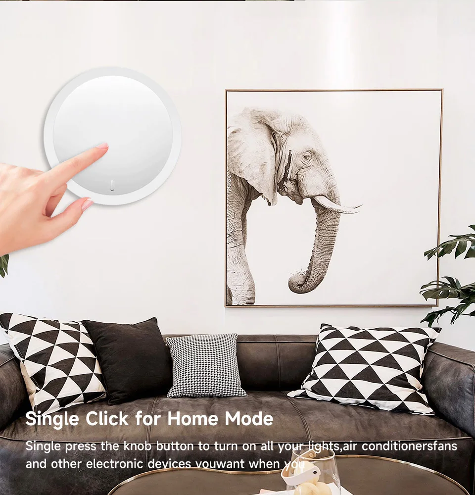 Tuya Wireless Smart Knob, Zigbee Protocol, Tuya Gateway Required, App Dimming & Scene Control, Z2M Supported for Smart Home
