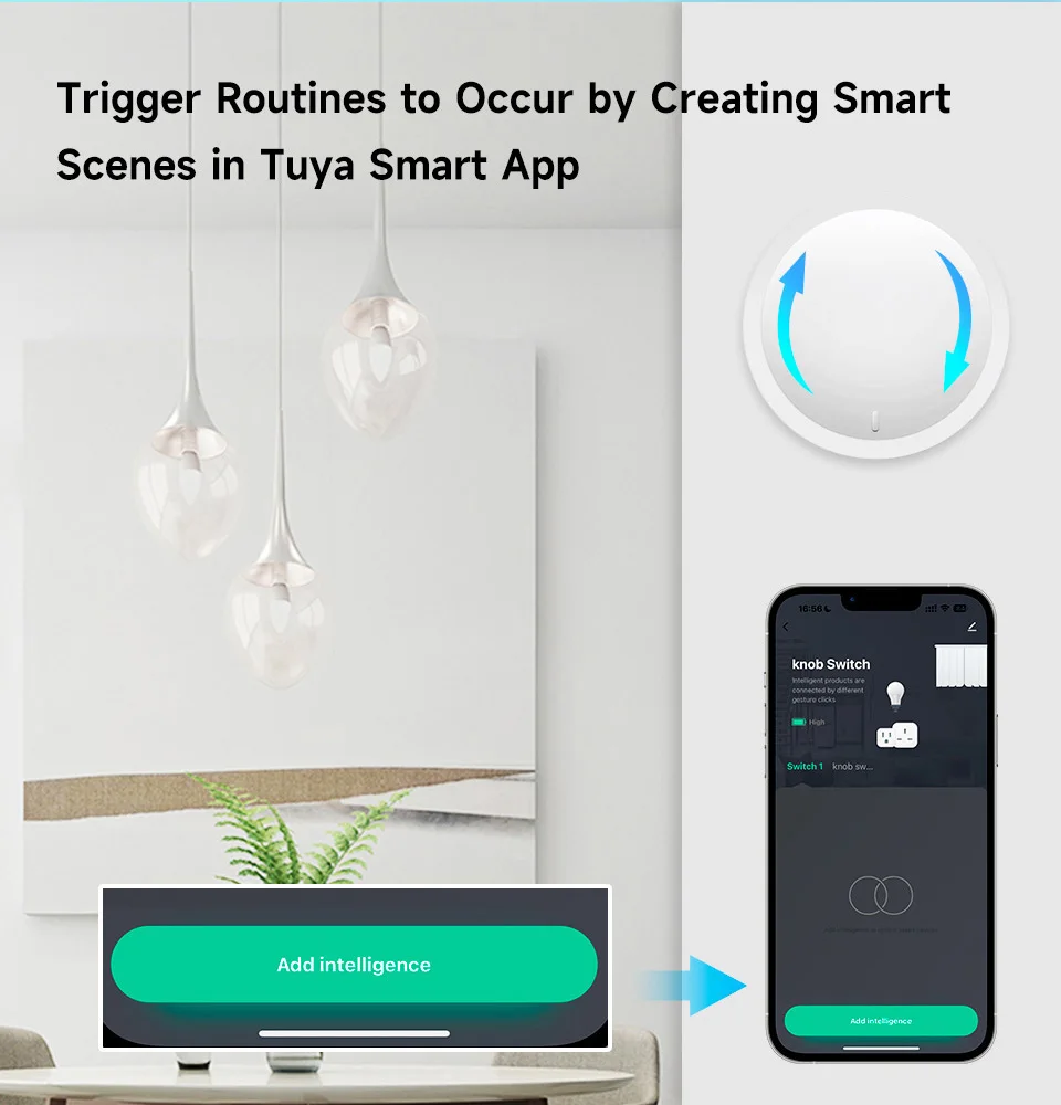 Tuya Wireless Smart Knob, Zigbee Protocol, Tuya Gateway Required, App Dimming & Scene Control, Z2M Supported for Smart Home