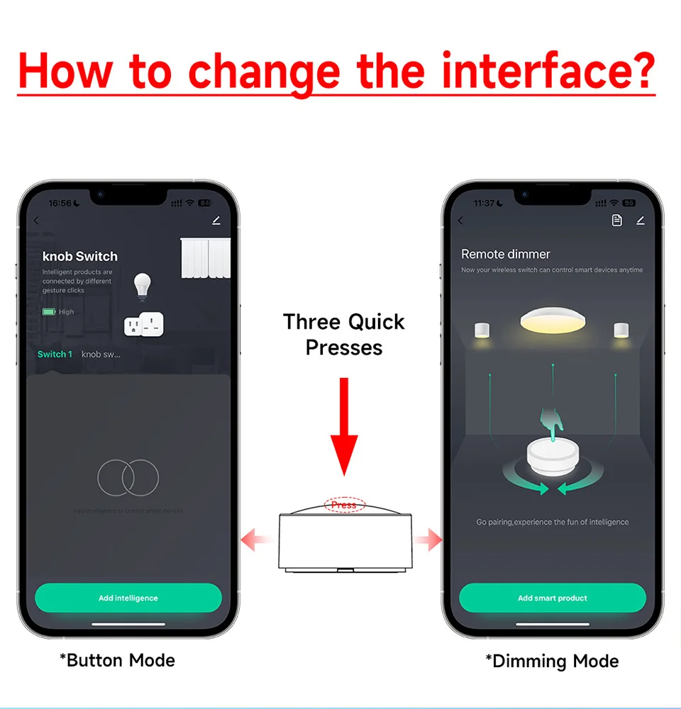 Tuya Wireless Smart Knob, Zigbee Protocol, Tuya Gateway Required, App Dimming & Scene Control, Z2M Supported for Smart Home