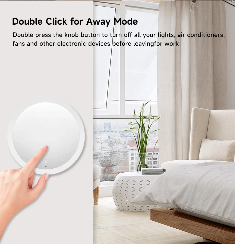 Tuya Wireless Smart Knob, Zigbee Protocol, Tuya Gateway Required, App Dimming & Scene Control, Z2M Supported for Smart Home