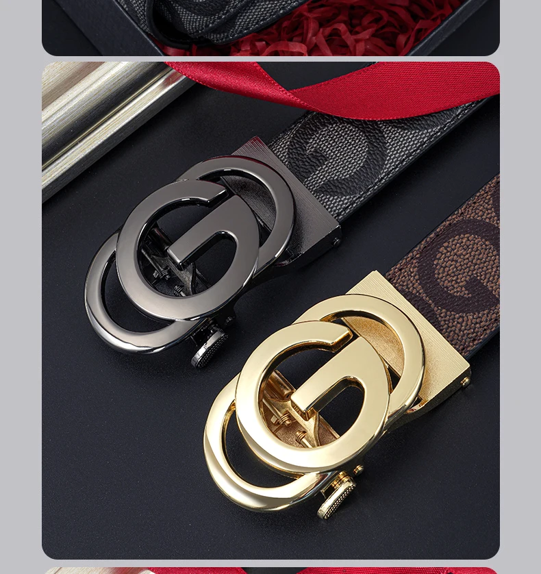 High Quality 3.4cm Leather Business Men High-Quality Designer Male Buckle Strap Jeans Accessory