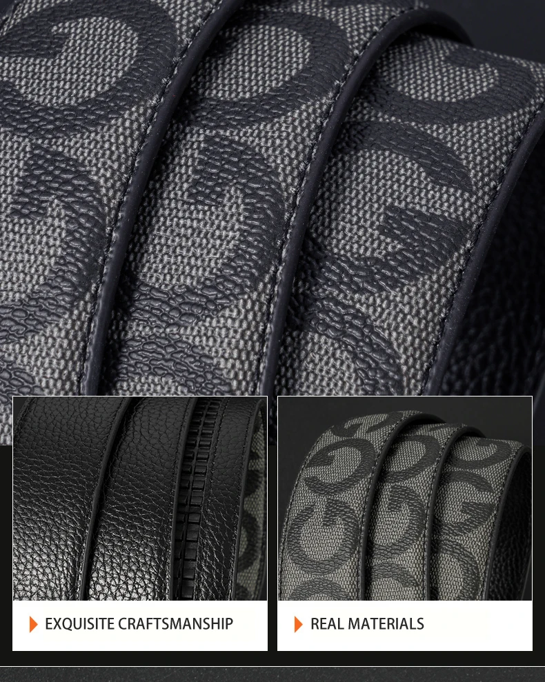 High Quality 3.4cm Leather Business Men High-Quality Designer Male Buckle Strap Jeans Accessory