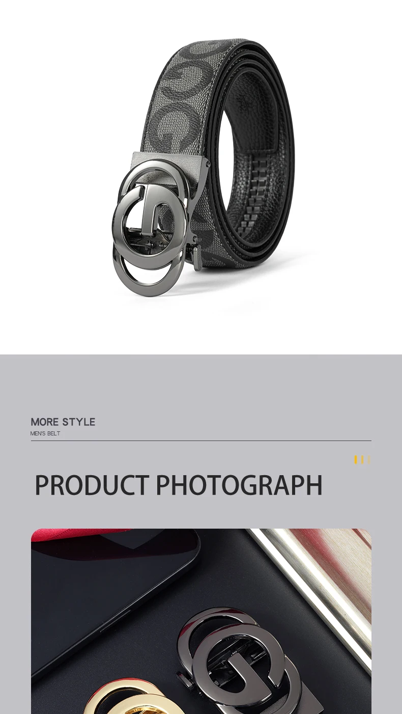 High Quality 3.4cm Leather Business Men High-Quality Designer Male Buckle Strap Jeans Accessory