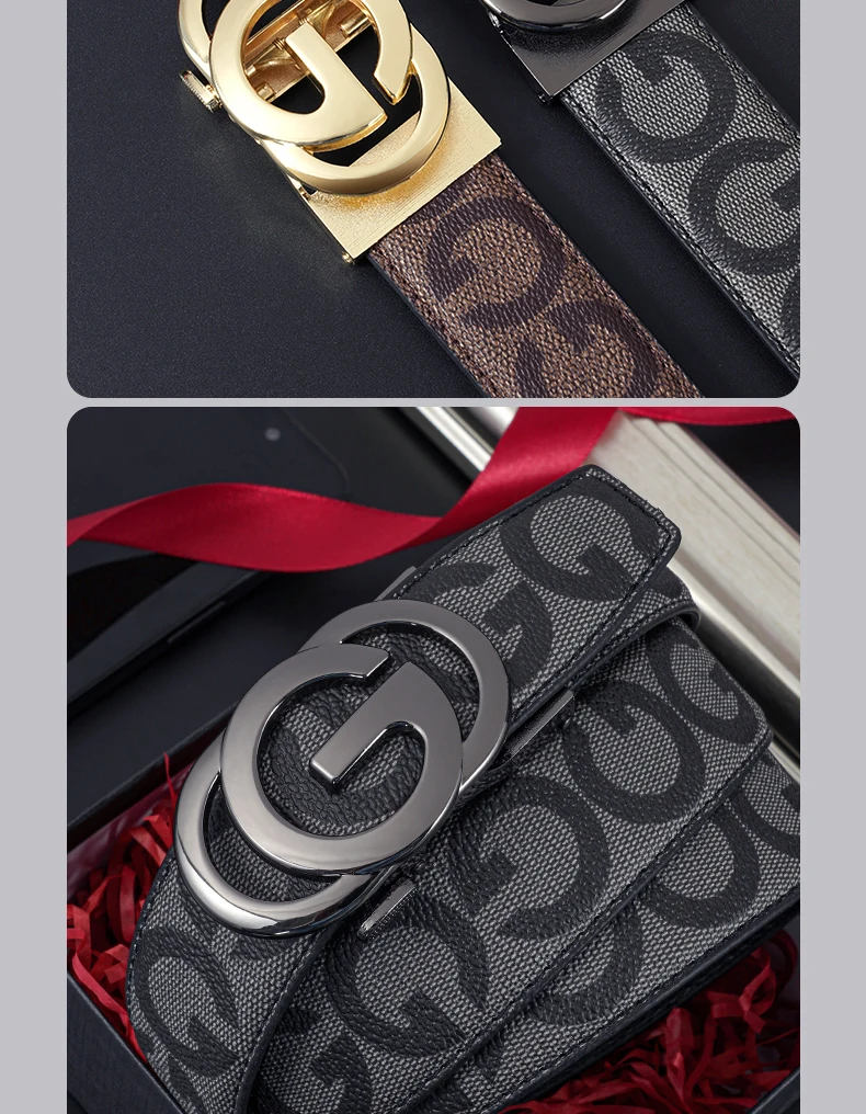 High Quality 3.4cm Leather Business Men High-Quality Designer Male Buckle Strap Jeans Accessory