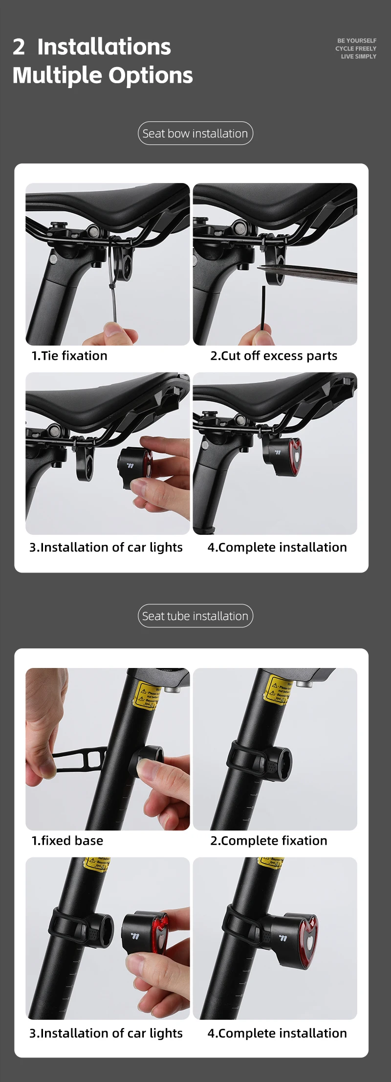 WEST BIKING Bike Tail Light Smart Brake Sensing MTB Road Bike Rear Light IPX6 Waterproof 4 Modes Heart Light Cycling Accessories