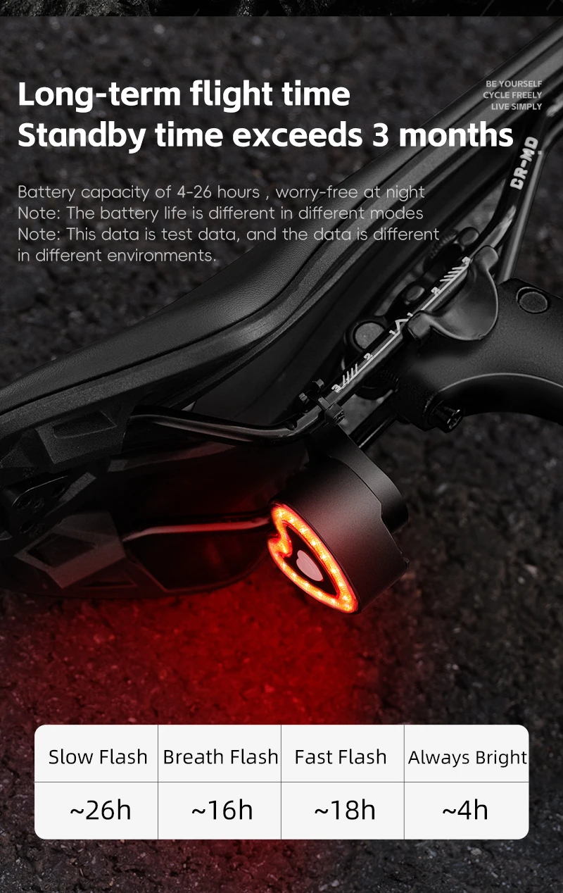 WEST BIKING Bike Tail Light Smart Brake Sensing MTB Road Bike Rear Light IPX6 Waterproof 4 Modes Heart Light Cycling Accessories