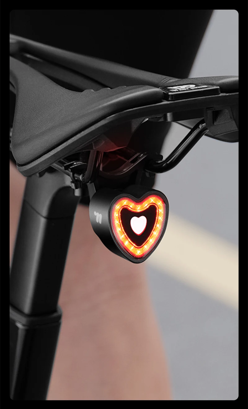 WEST BIKING Bike Tail Light Smart Brake Sensing MTB Road Bike Rear Light IPX6 Waterproof 4 Modes Heart Light Cycling Accessories