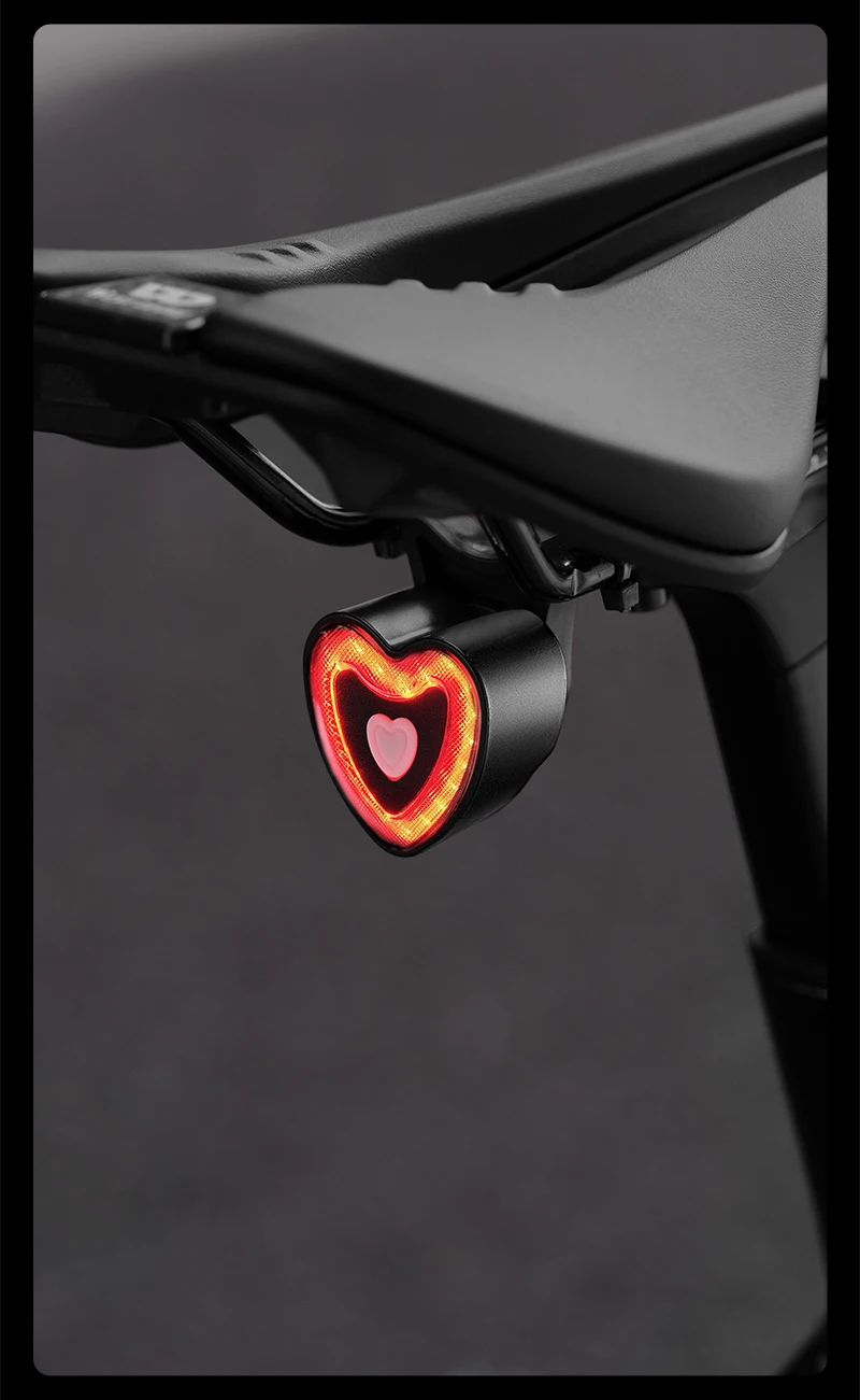 WEST BIKING Bike Tail Light Smart Brake Sensing MTB Road Bike Rear Light IPX6 Waterproof 4 Modes Heart Light Cycling Accessories