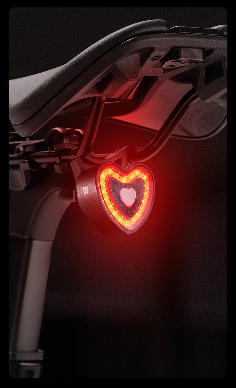 WEST BIKING Bike Tail Light Smart Brake Sensing MTB Road Bike Rear Light IPX6 Waterproof 4 Modes Heart Light Cycling Accessories