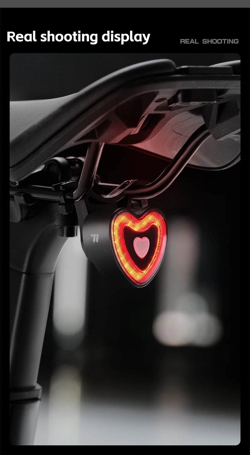 WEST BIKING Bike Tail Light Smart Brake Sensing MTB Road Bike Rear Light IPX6 Waterproof 4 Modes Heart Light Cycling Accessories