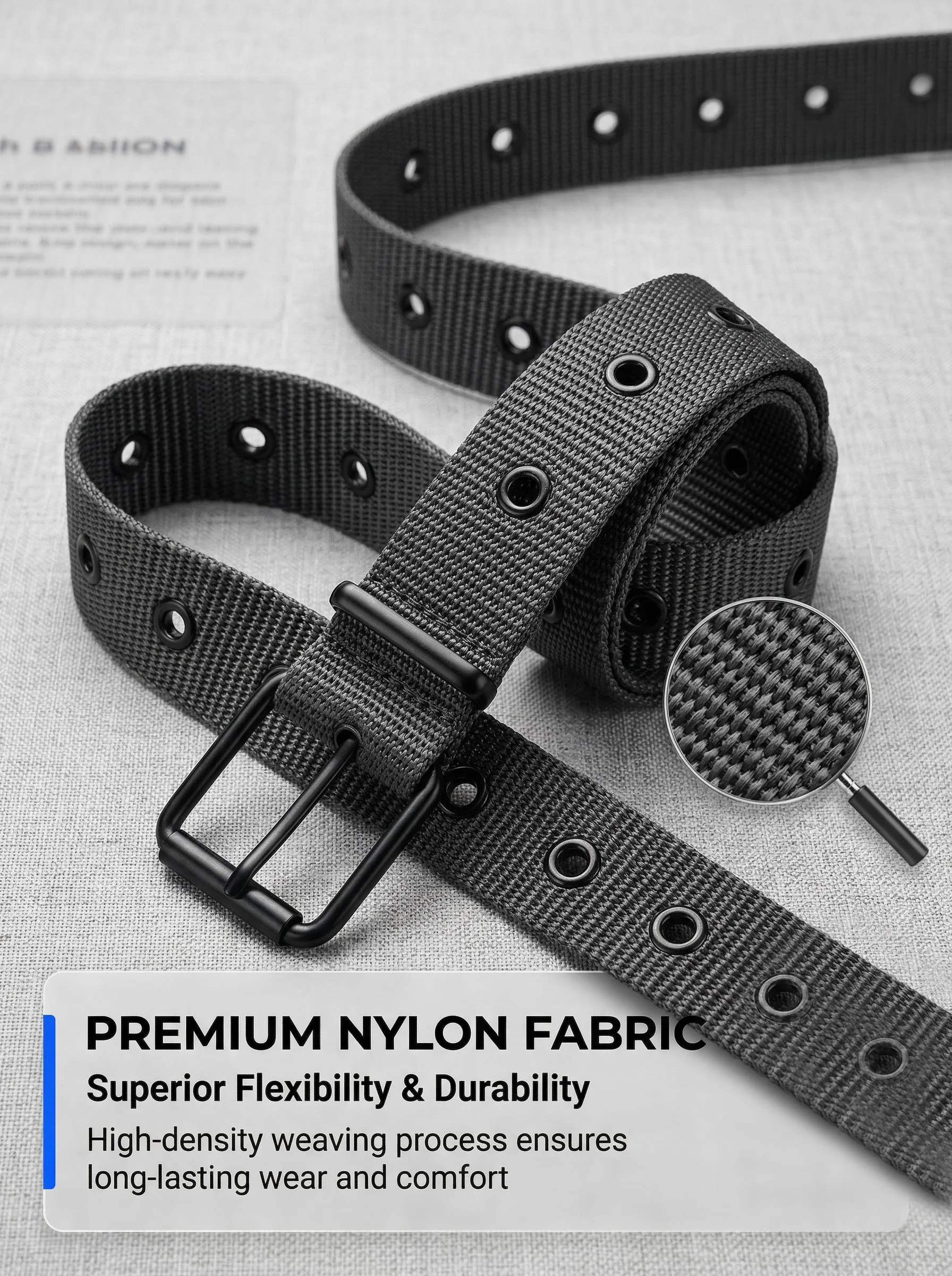 Men's Fashion Porous Pin Buckle Canvas Belt Versatile Student Youth Military Training Extended Denim Designer Belt