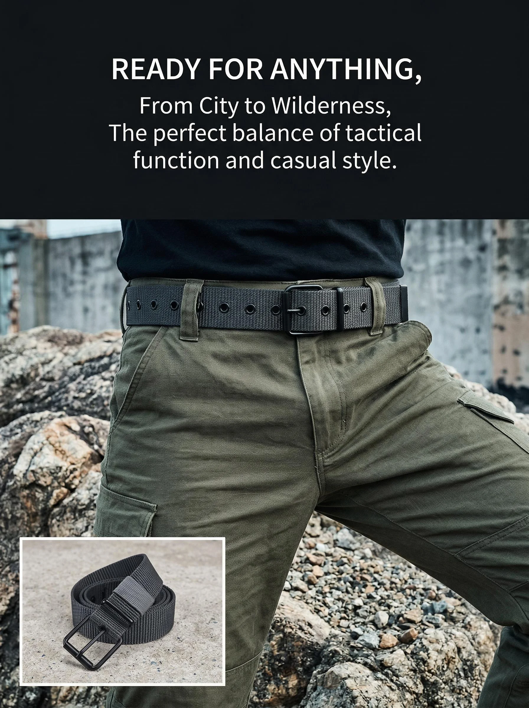 Men's Fashion Porous Pin Buckle Canvas Belt Versatile Student Youth Military Training Extended Denim Designer Belt