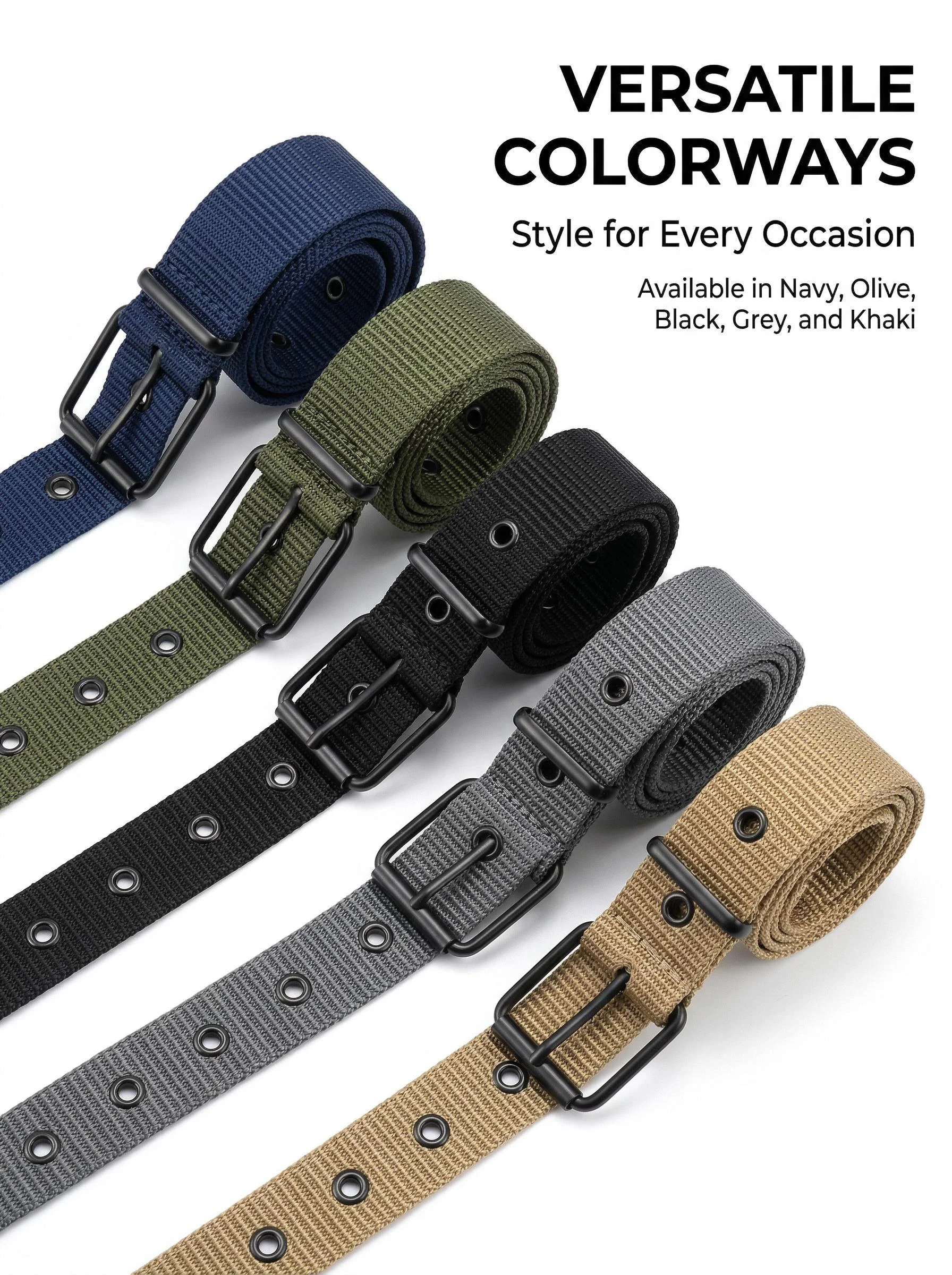 Men's Fashion Porous Pin Buckle Canvas Belt Versatile Student Youth Military Training Extended Denim Designer Belt