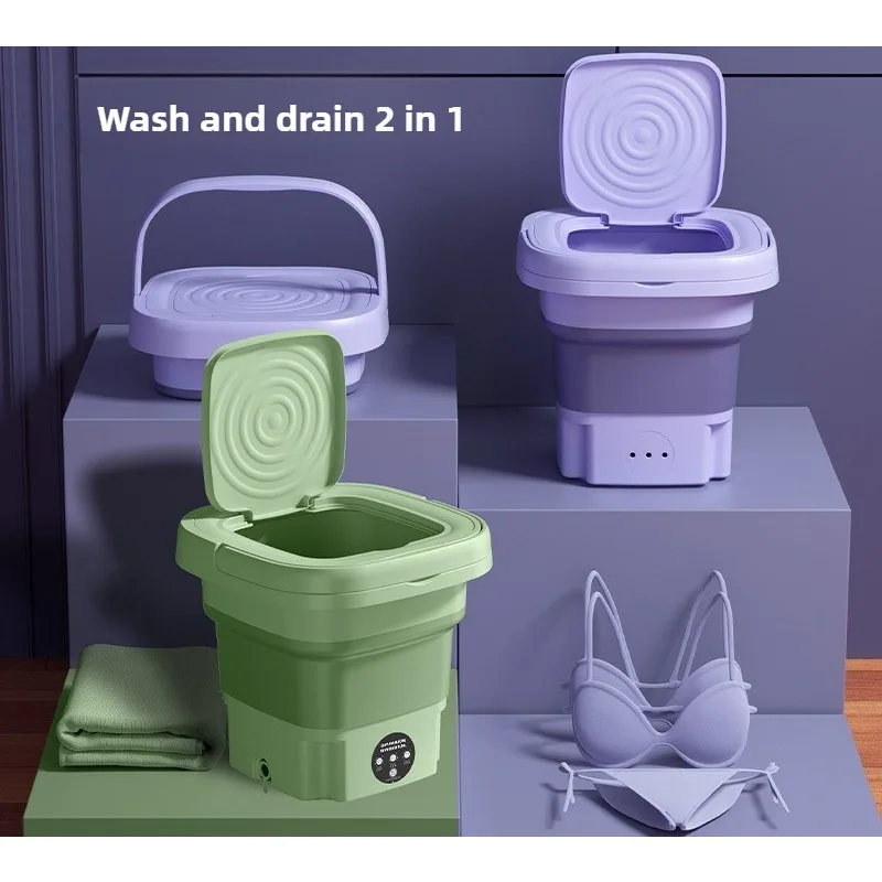 Household small folding washing machine, student dormitory underwear, socks, mini cleaning machine, portable washing bucket