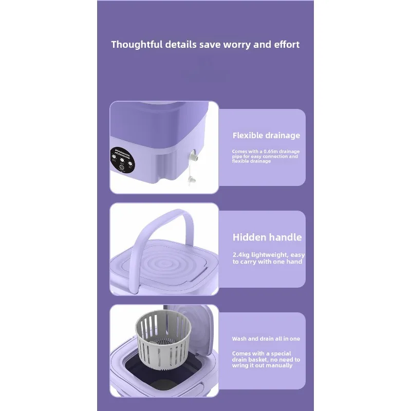Household small folding washing machine, student dormitory underwear, socks, mini cleaning machine, portable washing bucket