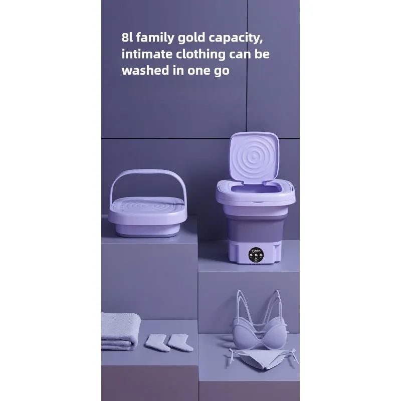 Household small folding washing machine, student dormitory underwear, socks, mini cleaning machine, portable washing bucket