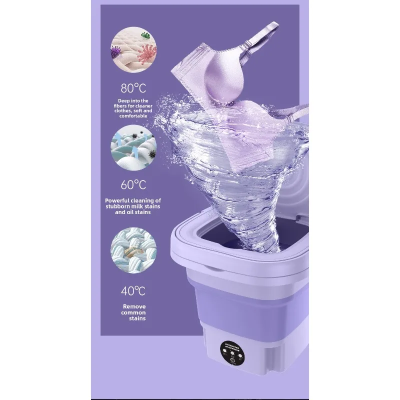 Household small folding washing machine, student dormitory underwear, socks, mini cleaning machine, portable washing bucket