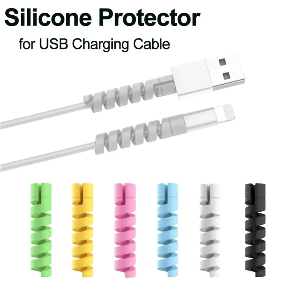 10PCS Spiral Cable Protector Winder Soft Silicone Cable Winder Clip Saver Cover For Android Phone Mouse Earphone Wire Protection