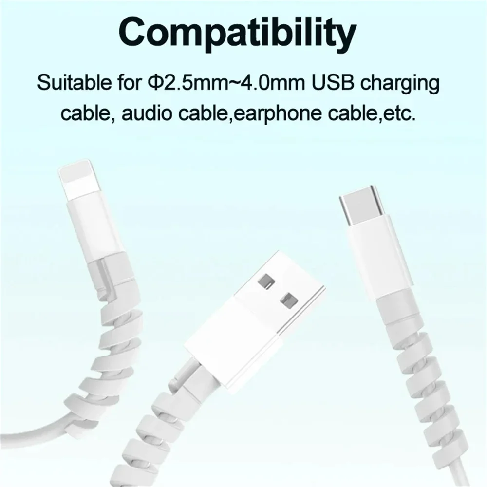 10PCS Spiral Cable Protector Winder Soft Silicone Cable Winder Clip Saver Cover For Android Phone Mouse Earphone Wire Protection