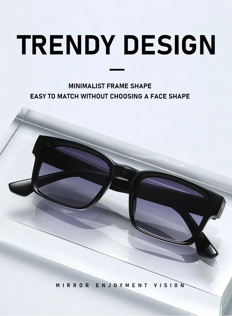 Light Luxury Square Sunglasses Minimalist Design Elegant Unisex Uv400 Protection Sun Glasses 9017
