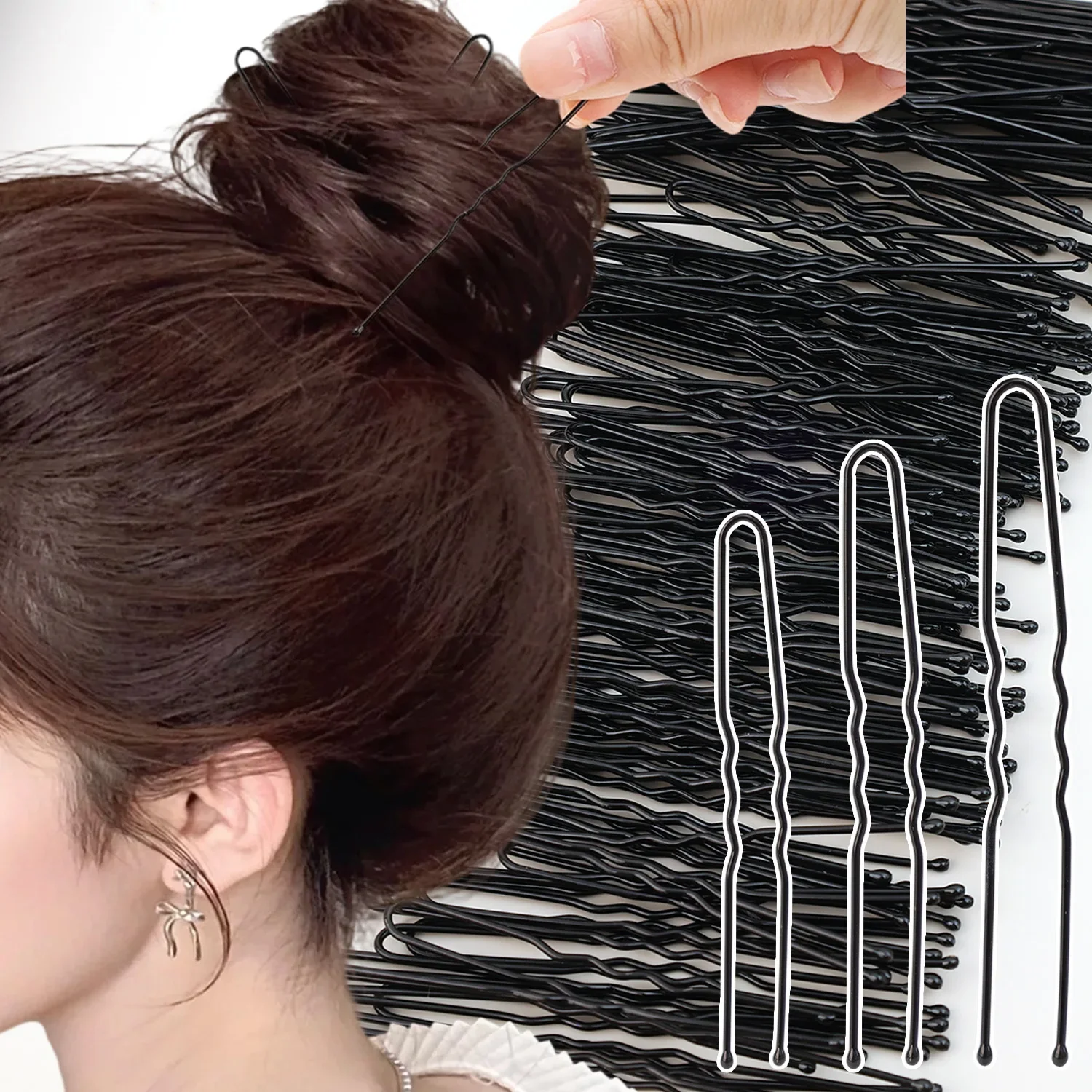 5/6/7cm U-Shaped Wavy Hair Clips Bobby Pin Barrette Salon Grip Black Metal Hairpins DIY Bridal Hairstyle Women Hair Accessories
