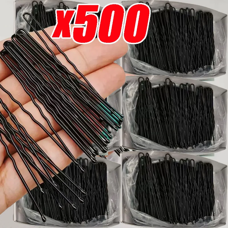 5/6/7cm U-Shaped Wavy Hair Clips Bobby Pin Barrette Salon Grip Black Metal Hairpins DIY Bridal Hairstyle Women Hair Accessories