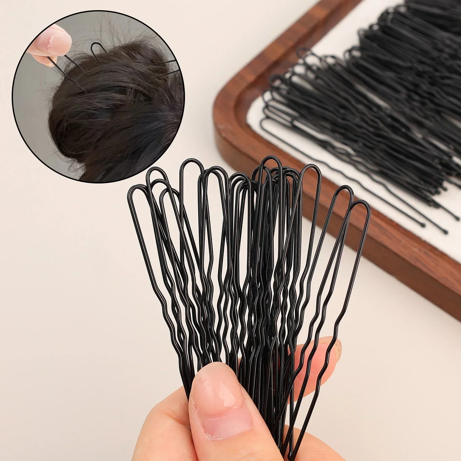 5/6/7cm U-Shaped Wavy Hair Clips Bobby Pin Barrette Salon Grip Black Metal Hairpins DIY Bridal Hairstyle Women Hair Accessories