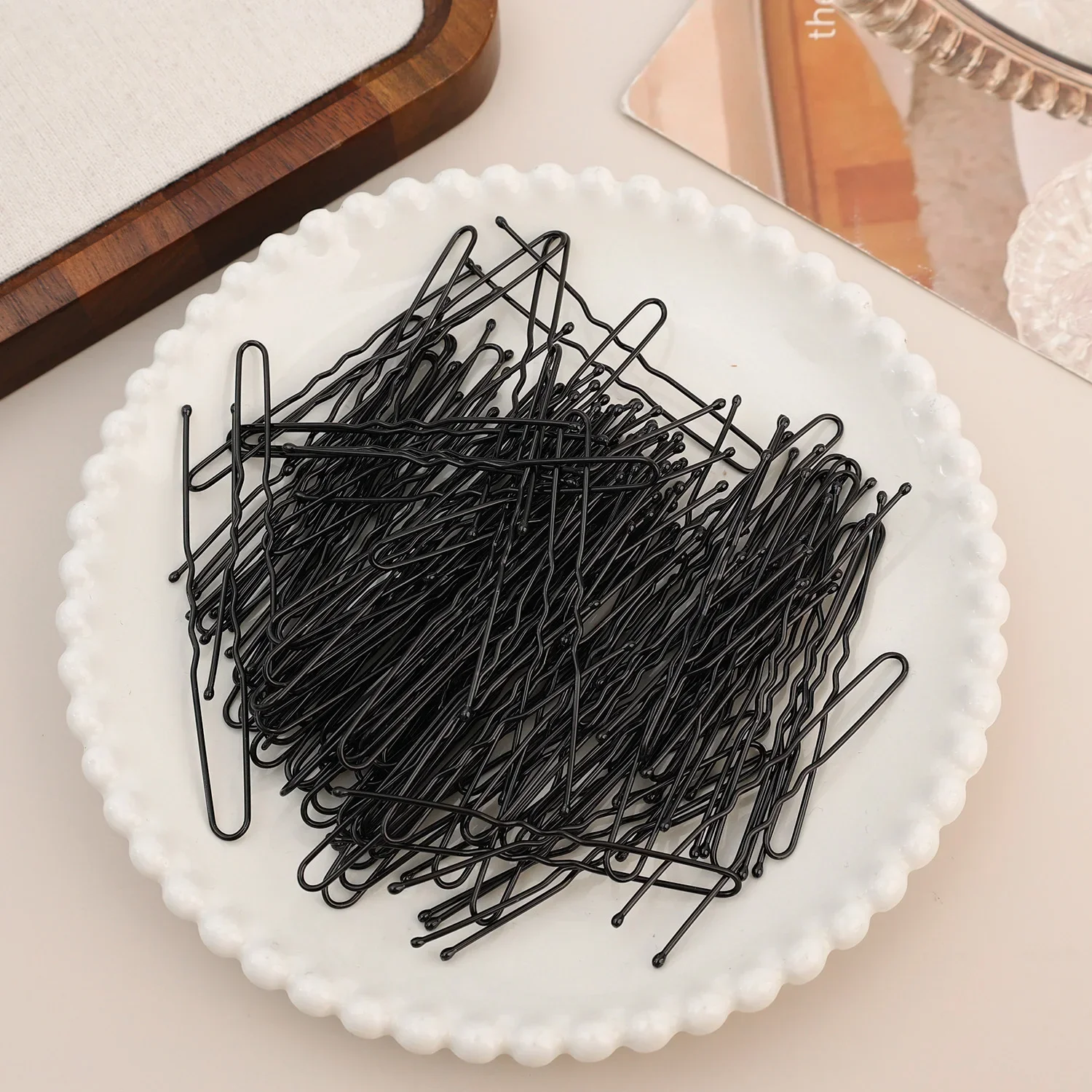5/6/7cm U-Shaped Wavy Hair Clips Bobby Pin Barrette Salon Grip Black Metal Hairpins DIY Bridal Hairstyle Women Hair Accessories
