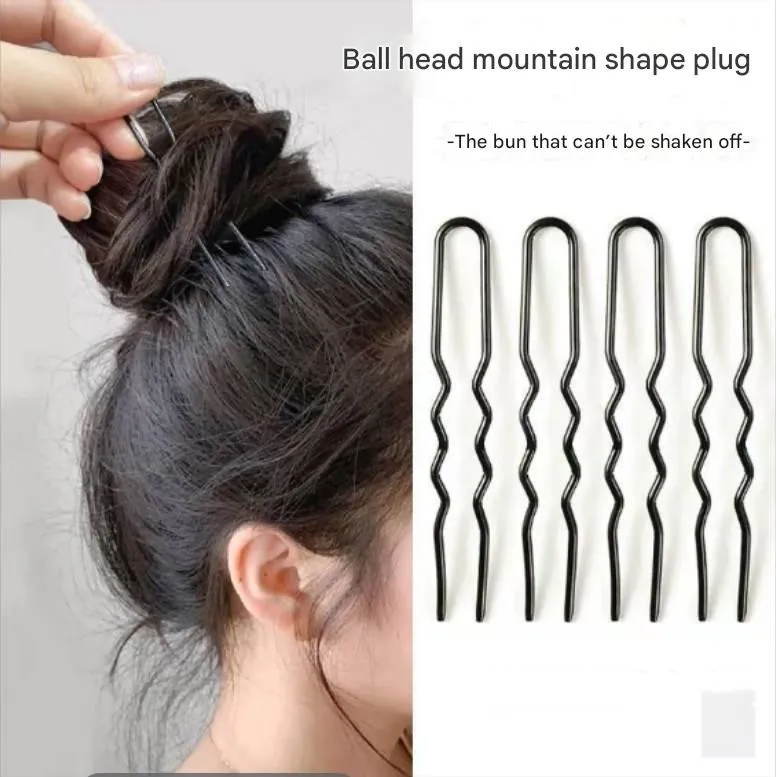 5/6/7cm U-Shaped Wavy Hair Clips Bobby Pin Barrette Salon Grip Black Metal Hairpins DIY Bridal Hairstyle Women Hair Accessories
