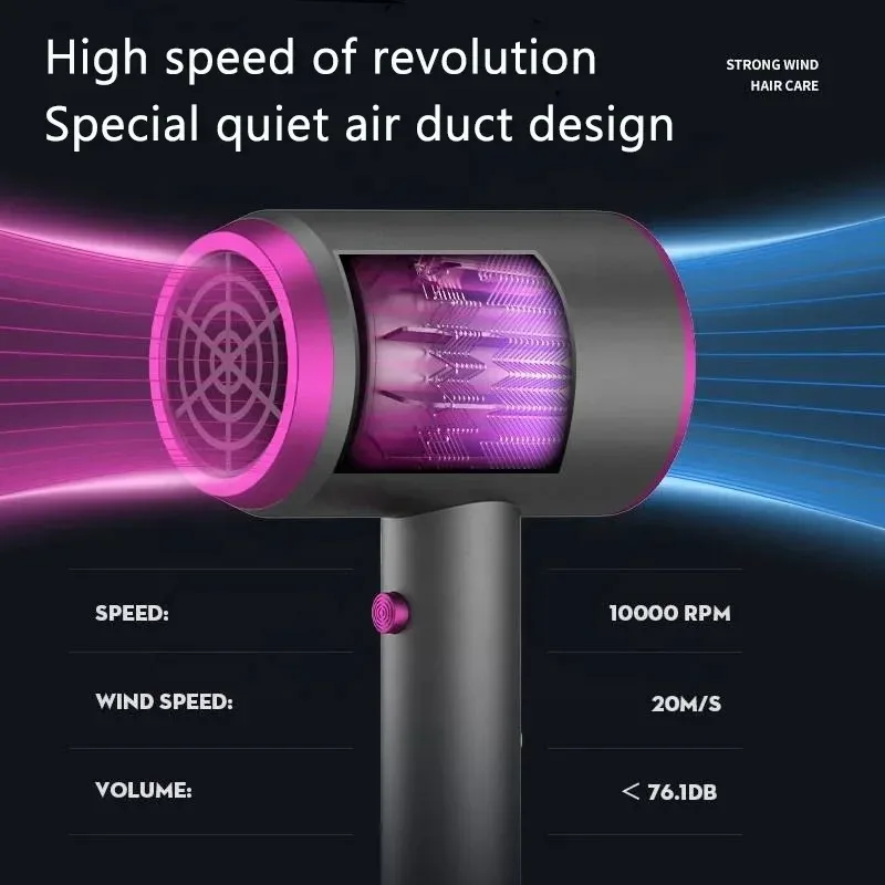 2000W Salon Professional Hair Dryer Negative Ionic Fast Dry Low Noise Constant Temperature Blower For Home