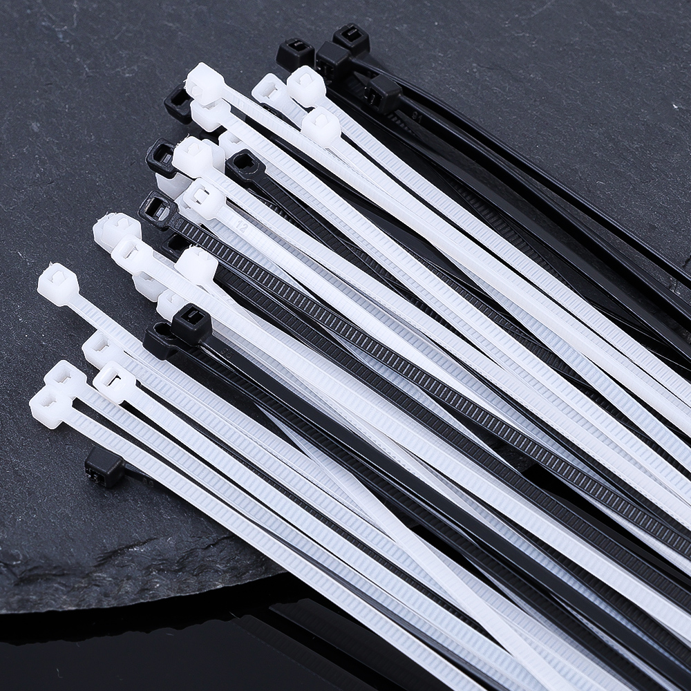 100 PCS Self-locking Plastic Nylon Tie Black Fastening Strap Cable-Tie-Set Cable Zip Tie Fastening Ring Zip Wraps Strap Tie