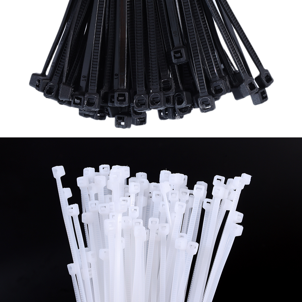 100 PCS Self-locking Plastic Nylon Tie Black Fastening Strap Cable-Tie-Set Cable Zip Tie Fastening Ring Zip Wraps Strap Tie