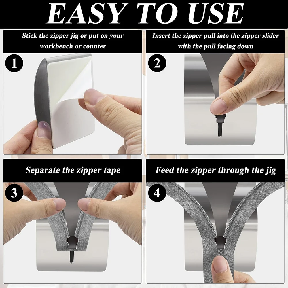 1 Zipper Jig Tool Quick Zipper Jig Sliders Stainess Steel Zipper Puller Helper Zipper Installing Tool for Pants Dresses Repair