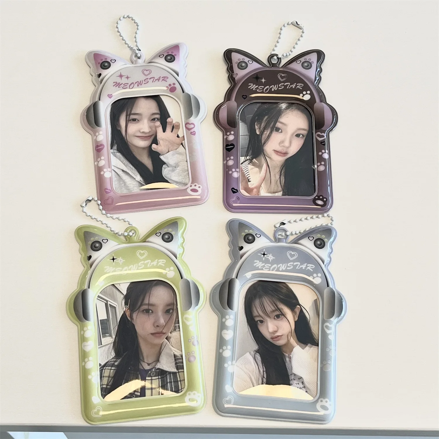 Ins Style Kpop Star Card Protection Cover Keychain Pendant 3inch Idol Photo Card Holder Bus Card Case