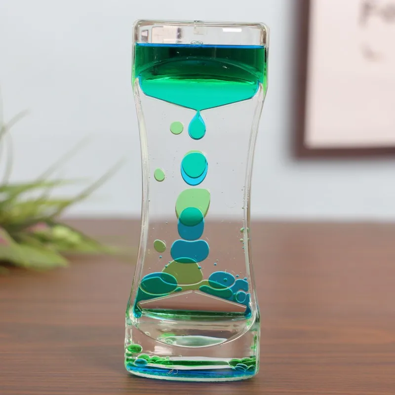 Mixed Color Liquid Hourglasses Creative Oil Drop Ladder Water Hourglass Motion Bubbler Timer Movement Sensory Office Table Decor