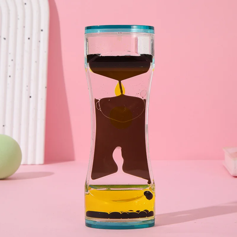 Mixed Color Liquid Hourglasses Creative Oil Drop Ladder Water Hourglass Motion Bubbler Timer Movement Sensory Office Table Decor