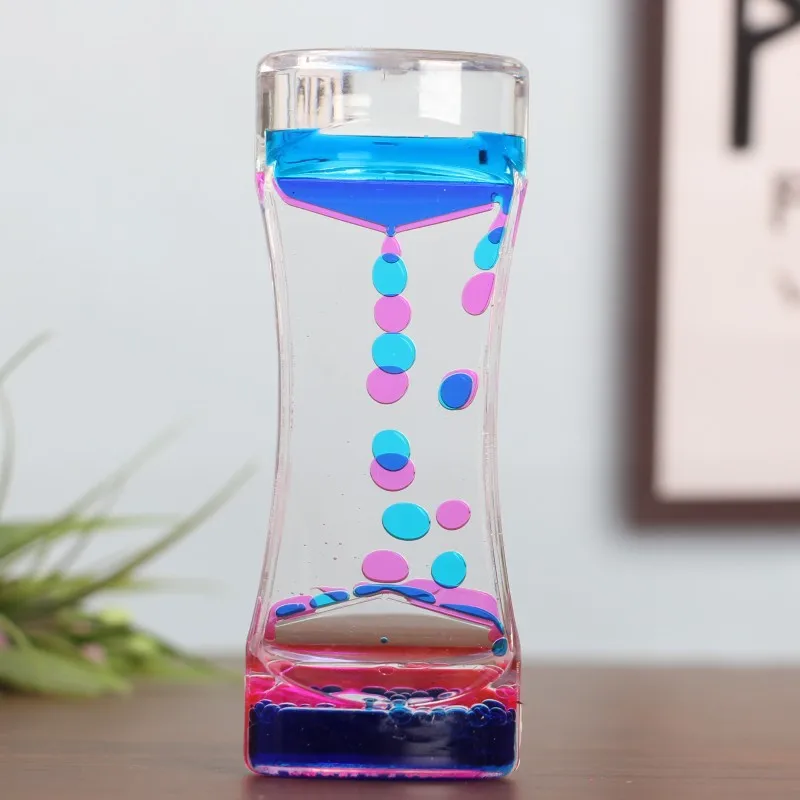 Mixed Color Liquid Hourglasses Creative Oil Drop Ladder Water Hourglass Motion Bubbler Timer Movement Sensory Office Table Decor
