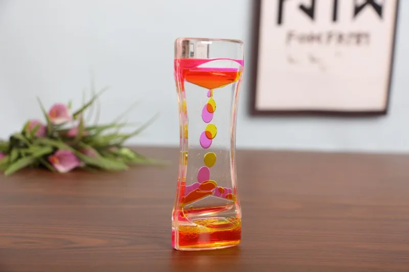 Mixed Color Liquid Hourglasses Creative Oil Drop Ladder Water Hourglass Motion Bubbler Timer Movement Sensory Office Table Decor